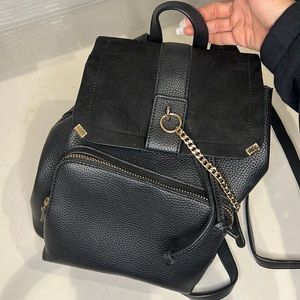 Black, leather backpack